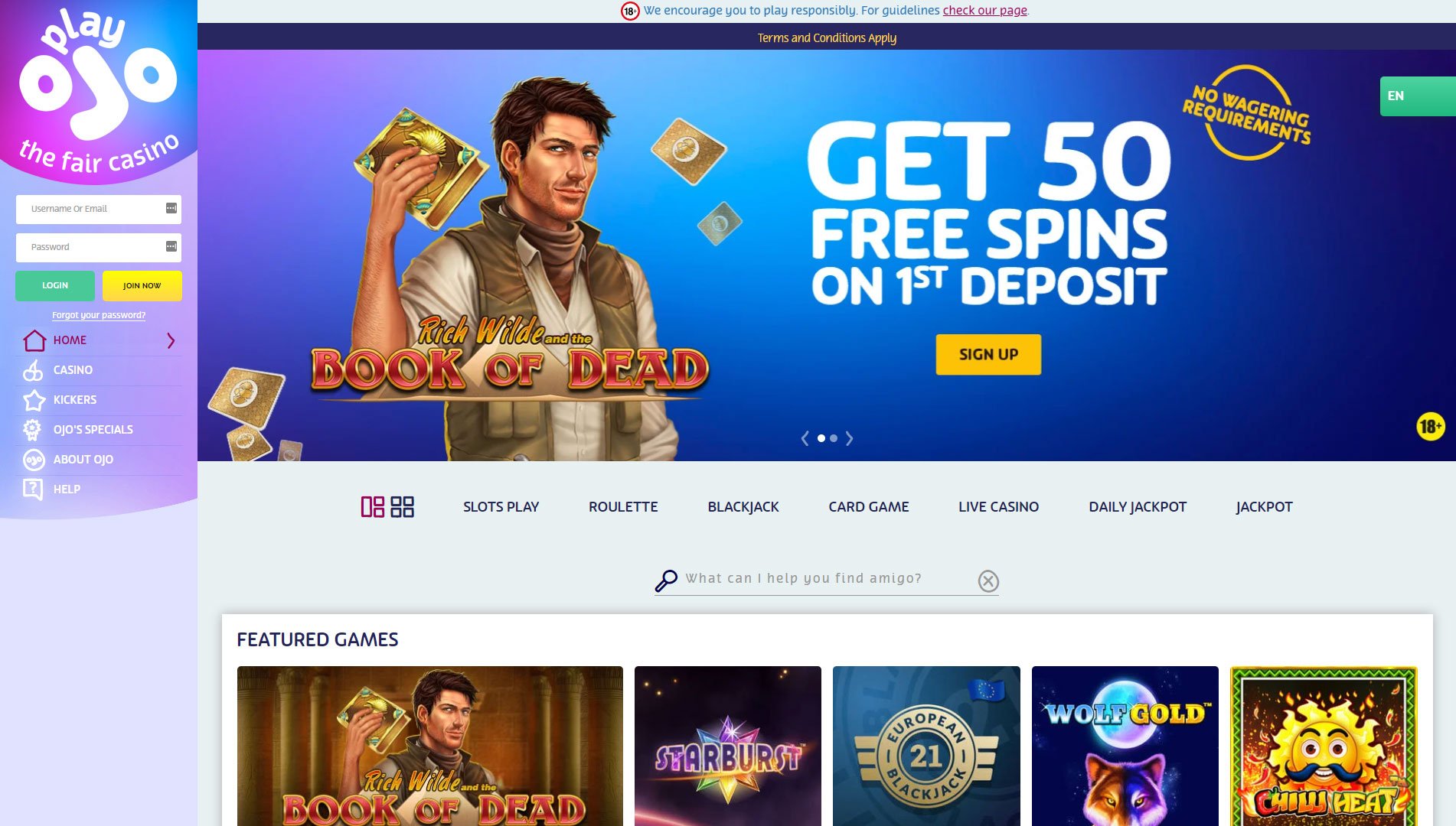 PlayOJO Casino Review